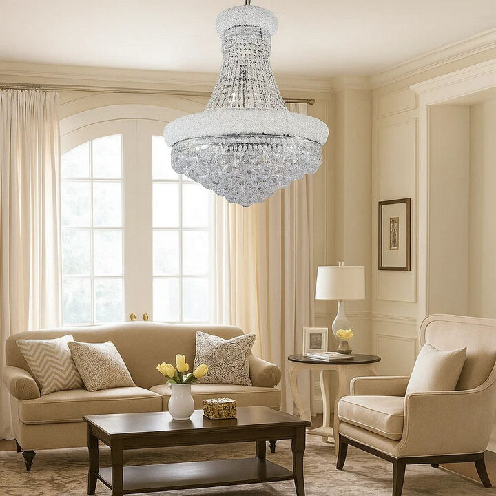 Crystal Ceiling Lamp with Chandelier Design Body, Clear - Benzara