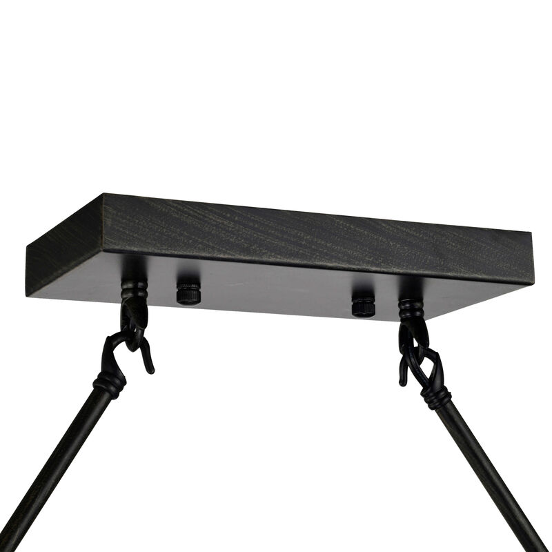 Camile 8-light Natural Wooden Beam Linear Chandelier in Antique Black Finish image number 6
