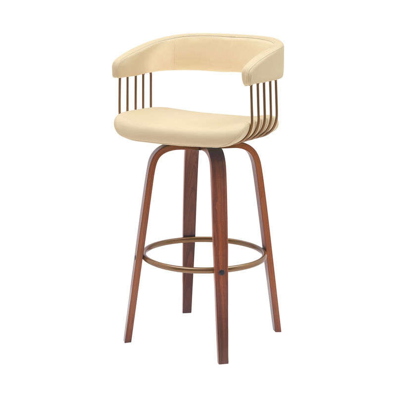 HomeRoots Faux Leather Cafe-Style Swivel Bar Stool with Armrests image number 4
