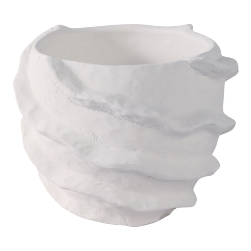 7" Flutter Trim Planter, White