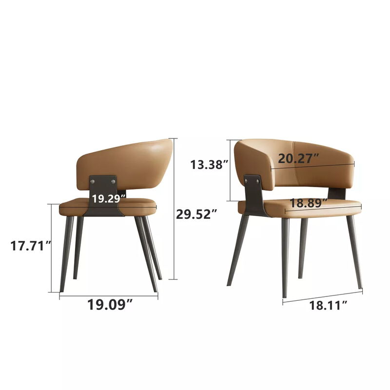 Leather Dining Chair with Metal Legs 2-piece 20.27"