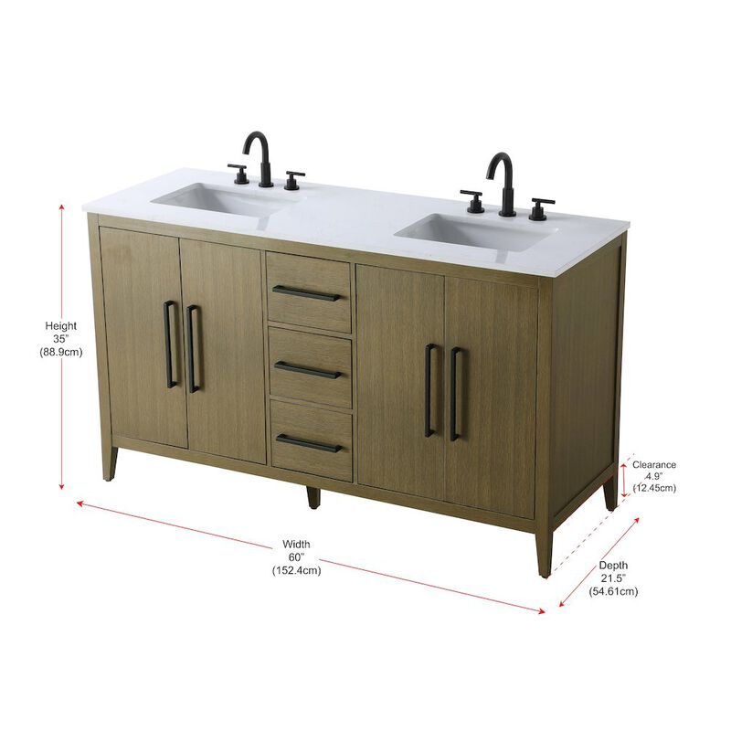 Elegant Kitchen and Bath 60 Inch Double Bathroom Vanity In Chestnut Brown