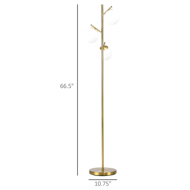 Modern Floor Lamp for Living Room Bedroom, 3 Light Tree Standing Lamp, Gold