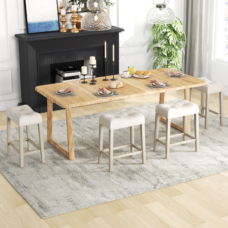 Set of 4 Upholstered Counter Height Bar Stool with Curved Saddle-Seat