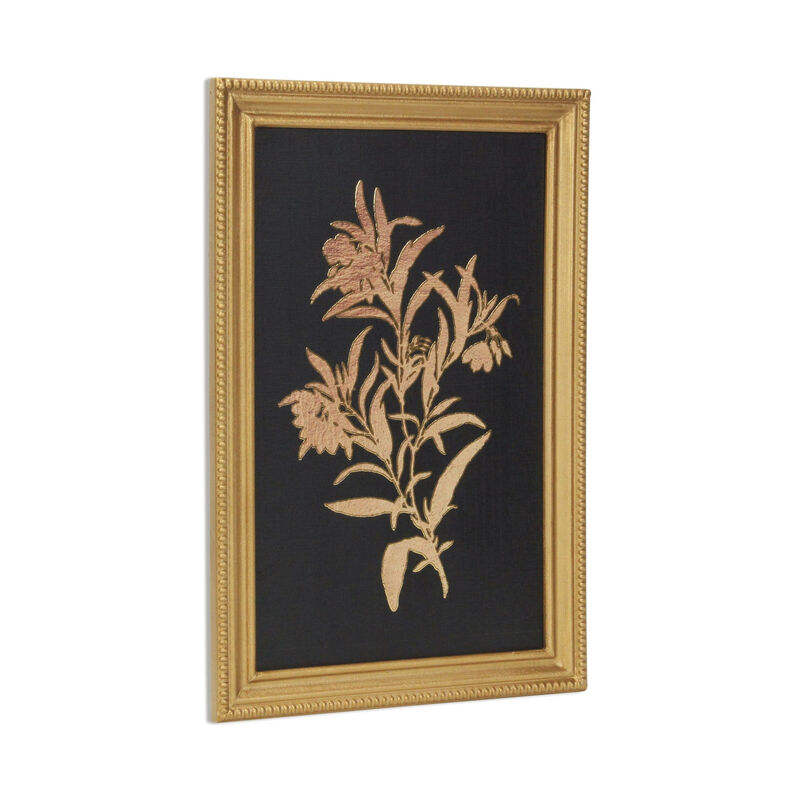 HomeRoots 21" X 14" Gold And Black Flower Bouquet Wood Framed Art image number 3