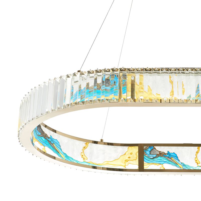 Boeseman's Chandelier Colorful Crystal Integrated LED CC Technology 1 Tier, Squoval