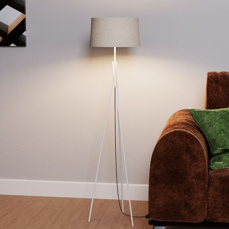 Sleek Crossed Legs 66 in. Floor Lamp with Fabric Shade - E26 Bulb Friendly- Elegant Illumination