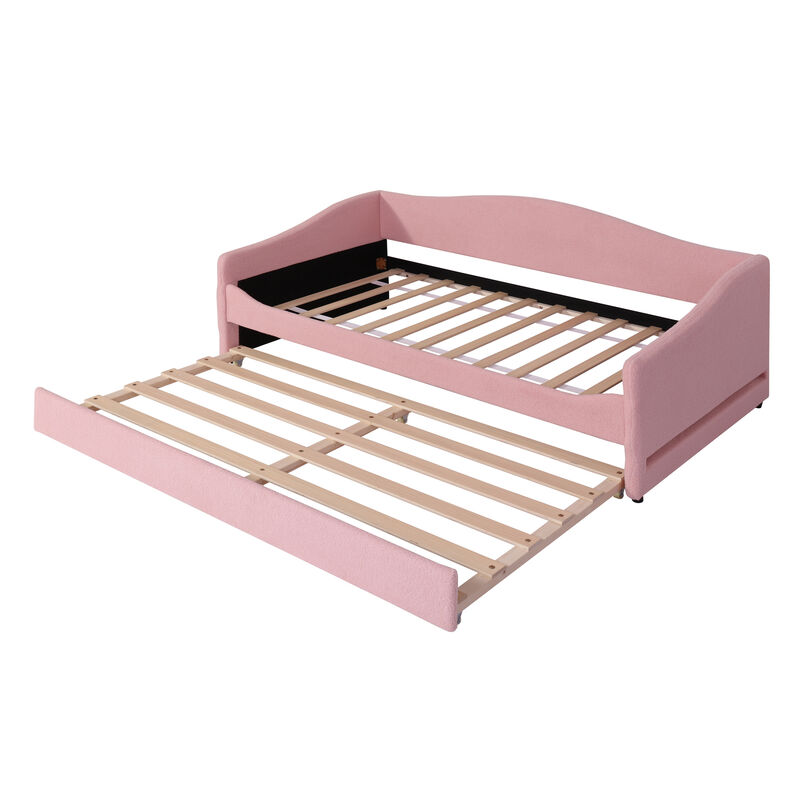 Merax Teddy Fleece Upholstered Daybed with Mobile APP Controlled LED Lights image number 0