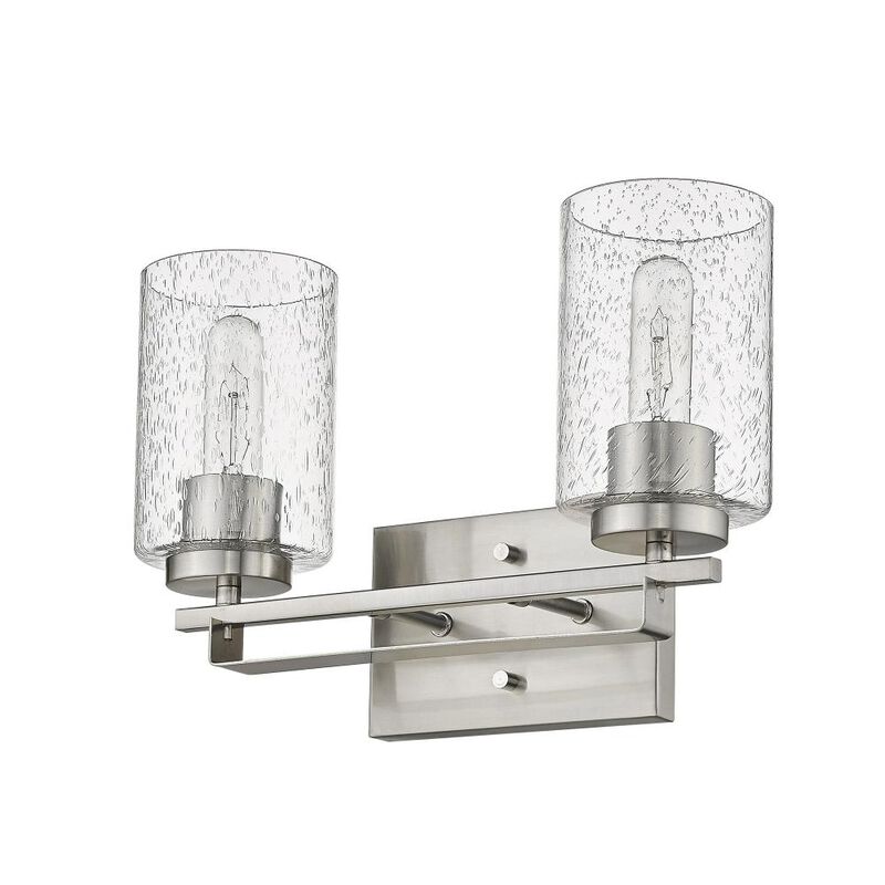 Hivvago Silver Metal and Textured Glass Two Light Wall Sconce