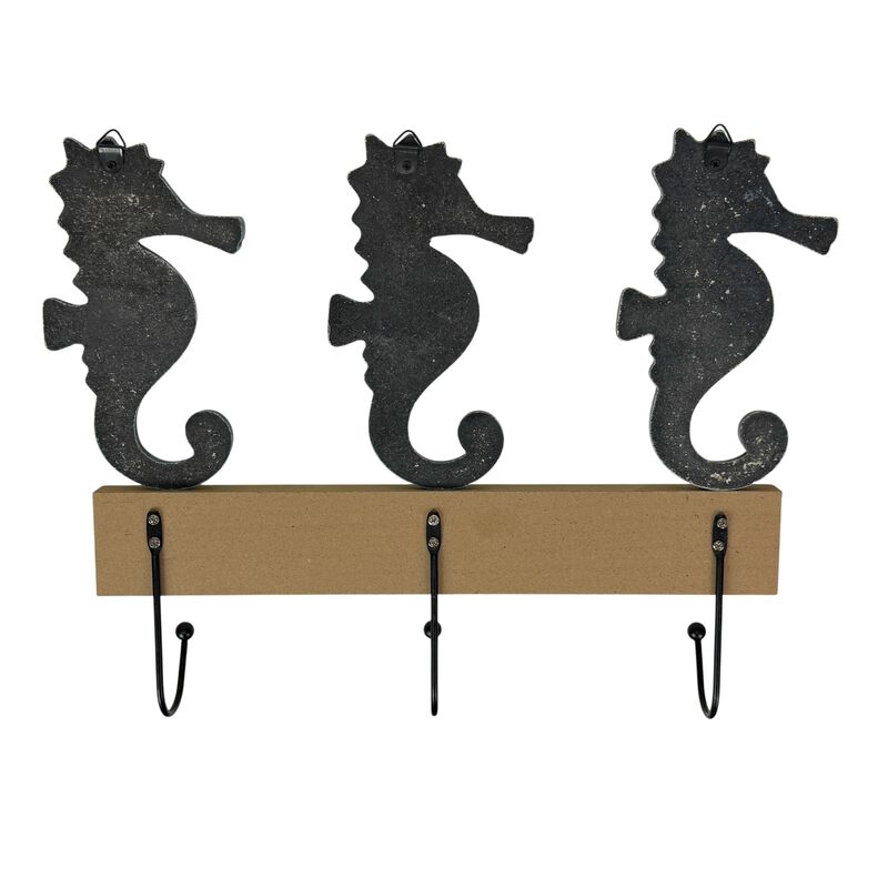 Things2die4 Blue Distressed Seahorse Decorative Wall Hooks Rack, 11 Inch image number 2