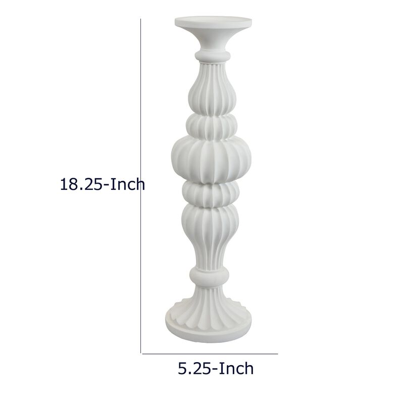 Tabletop D&eacute;cor Candle Holder, Fluted Turned Baluster, White Resin, 18 Inch image number 7
