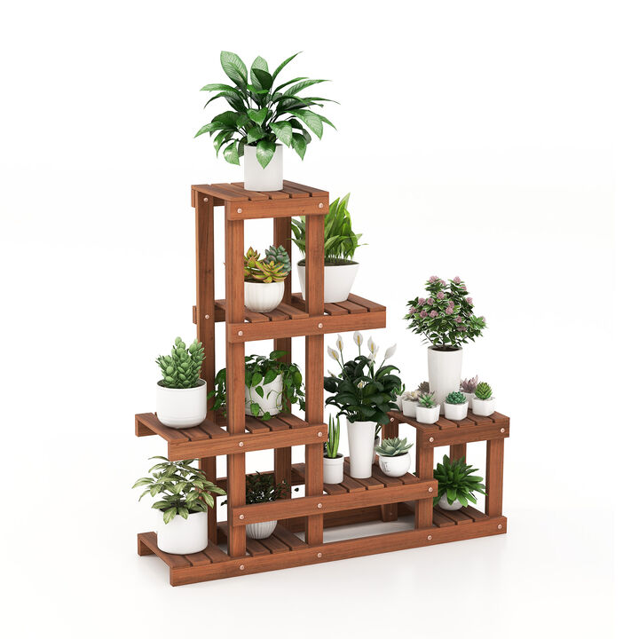 6 Tier Wood Plant Stand with High Low Structure