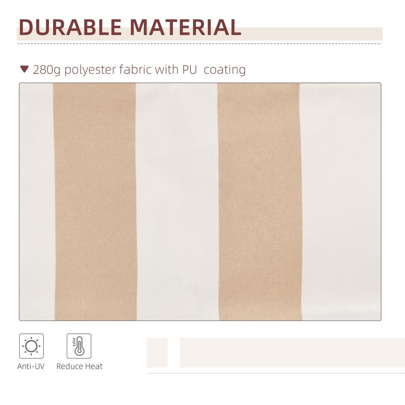 Beige Patio Shield: 13x8 Ft Retractable Striped Sunshade
