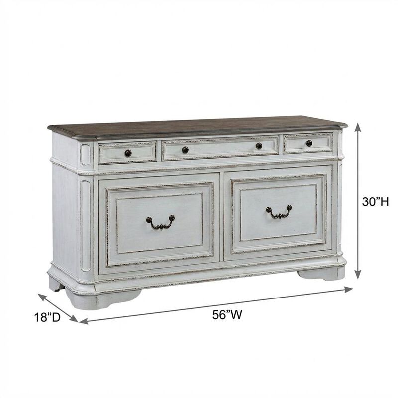 Liberty Furniture Antique White Credenza with Weathered Bark Finish, European Traditional Style image number 6