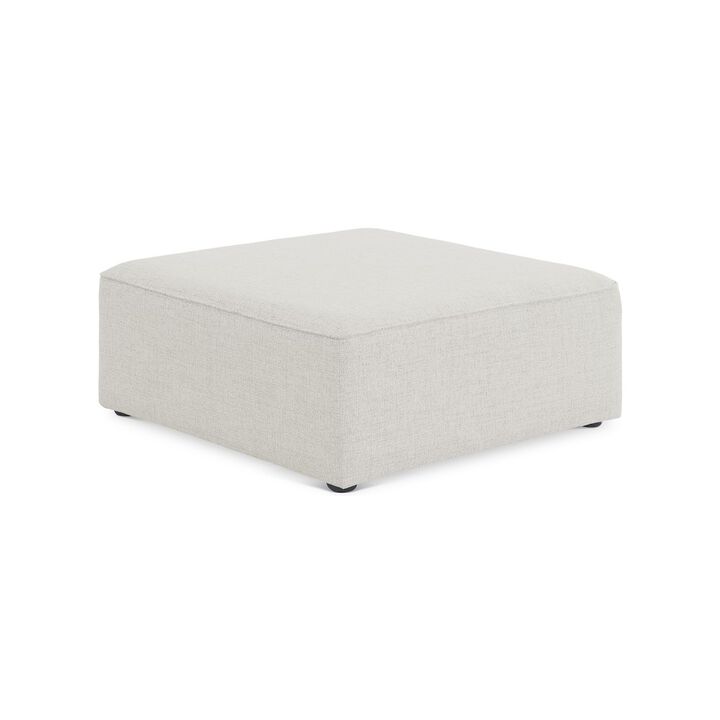 Meridian Furniture Cube Cream Durable Linen Textured Ottoman