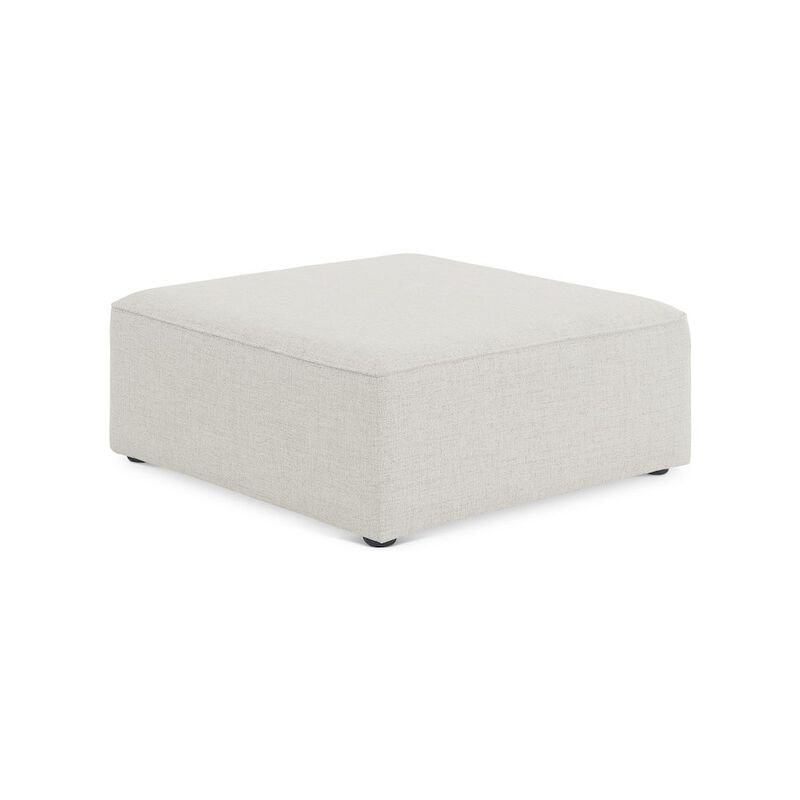 Meridian Furniture Cube Cream Durable Linen Textured Ottoman