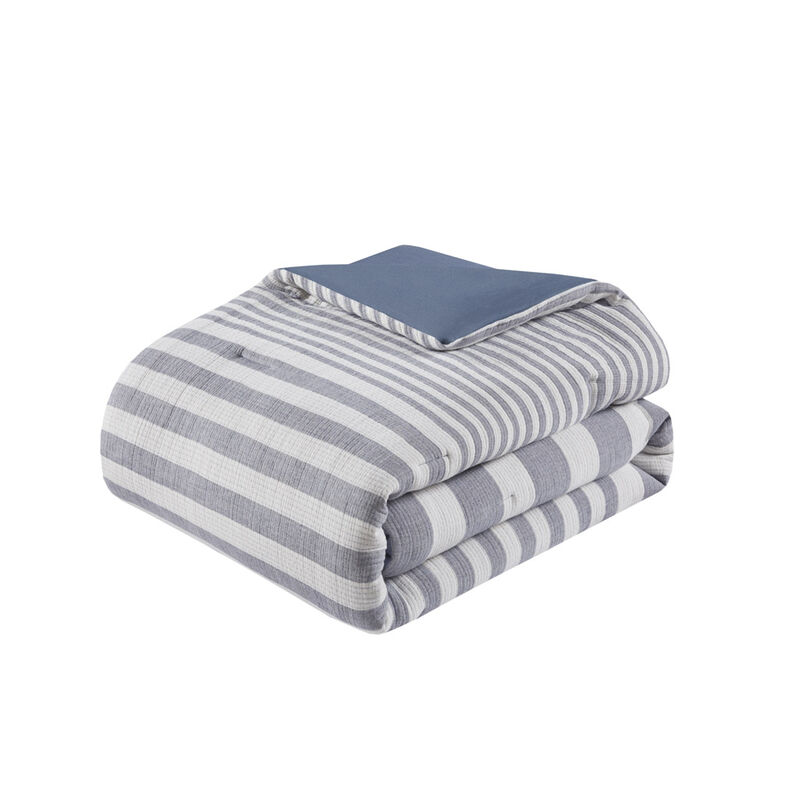 Gracie Mills Diego 5-Piece Coastal Oversized Cotton Stripe Comforter Set