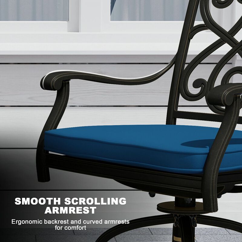 Mondawe 4 Piece Cast Aluminum Outdoor Dining Chairs with Cushion