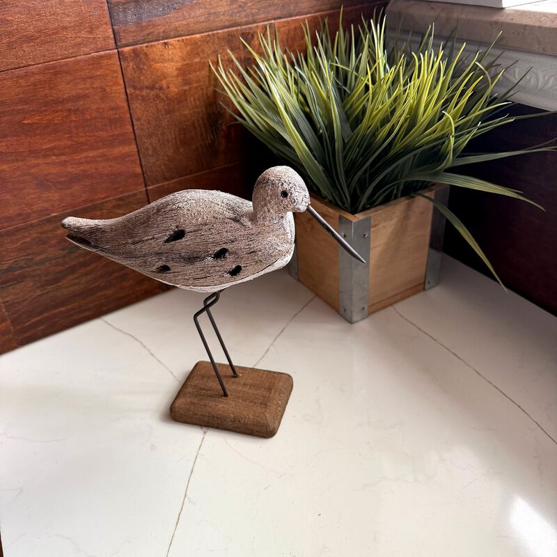Decorative Sea Bird Figurine Weathered Wood Metal Coastal Statue 9 In image number 7