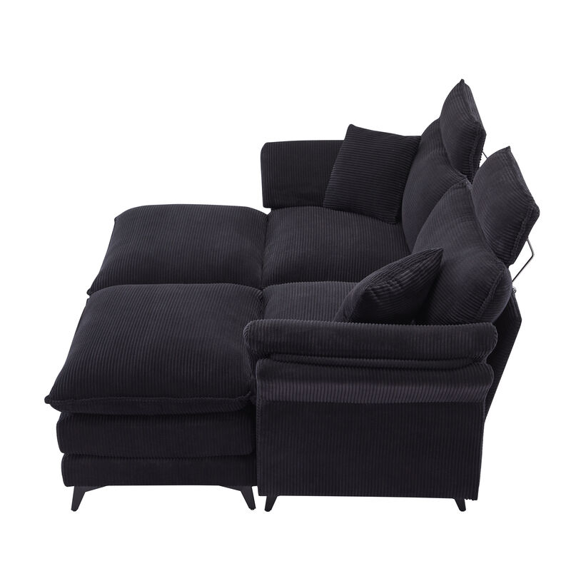 Merax Deep Seat Corduroy Upholstered Sectional Sofa