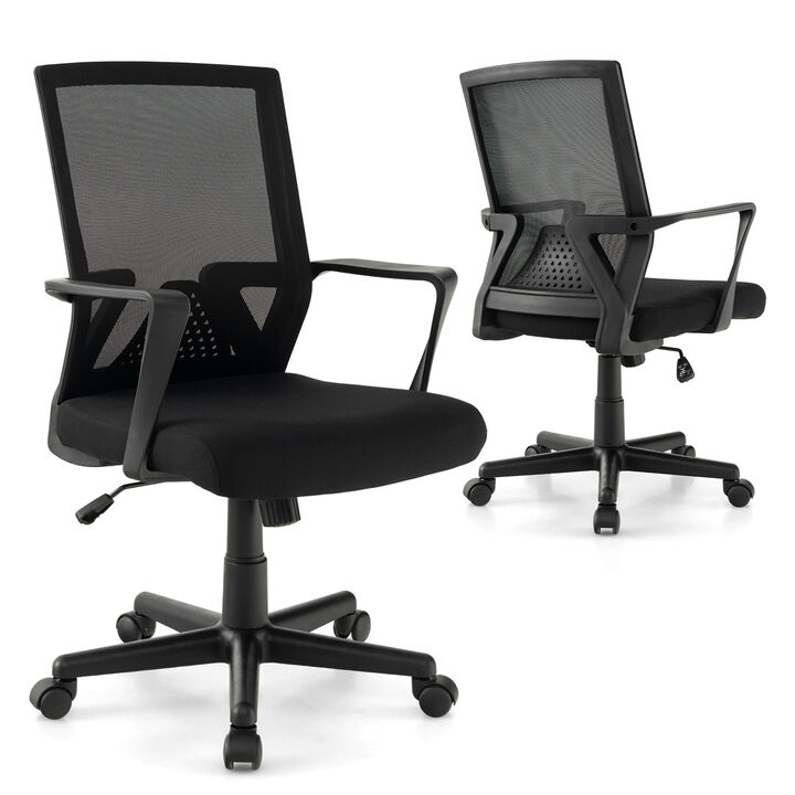Ergonomic Desk Chair with Lumbar Support and Rocking Function-Black