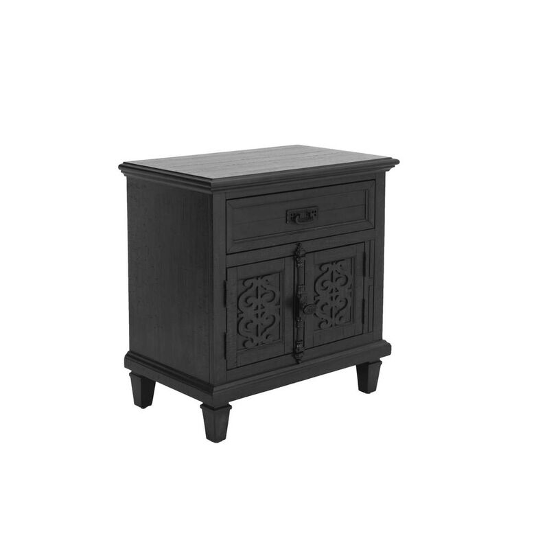 Best Quality Furniture Sleigh night stand with USB charging port in Rustic Gray