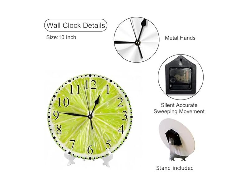 Lime Slices Citrus Fruit Laundry Wall Clock 10 Inch Silent Non Ticking image number 2
