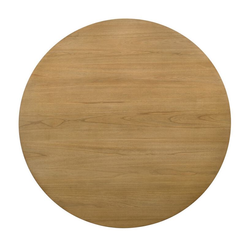 Yuvi 59 Inch Dining Table, Round Tabletop and Pedestal Base, Brown Finish image number 2