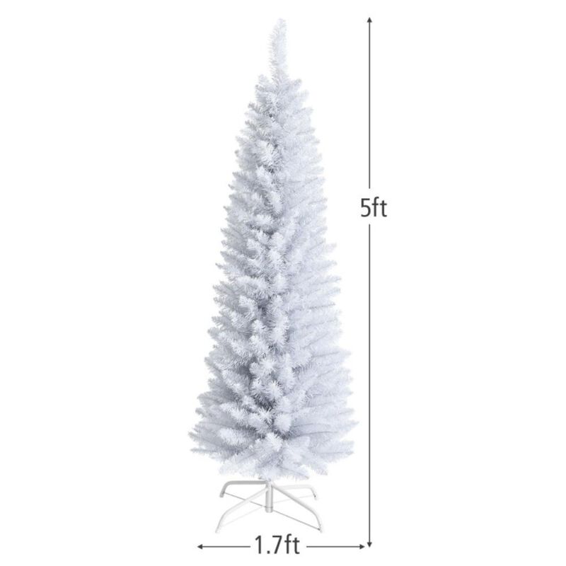 Hivvago Artificial Christmas Pencil Tree with Folding Metal Stand