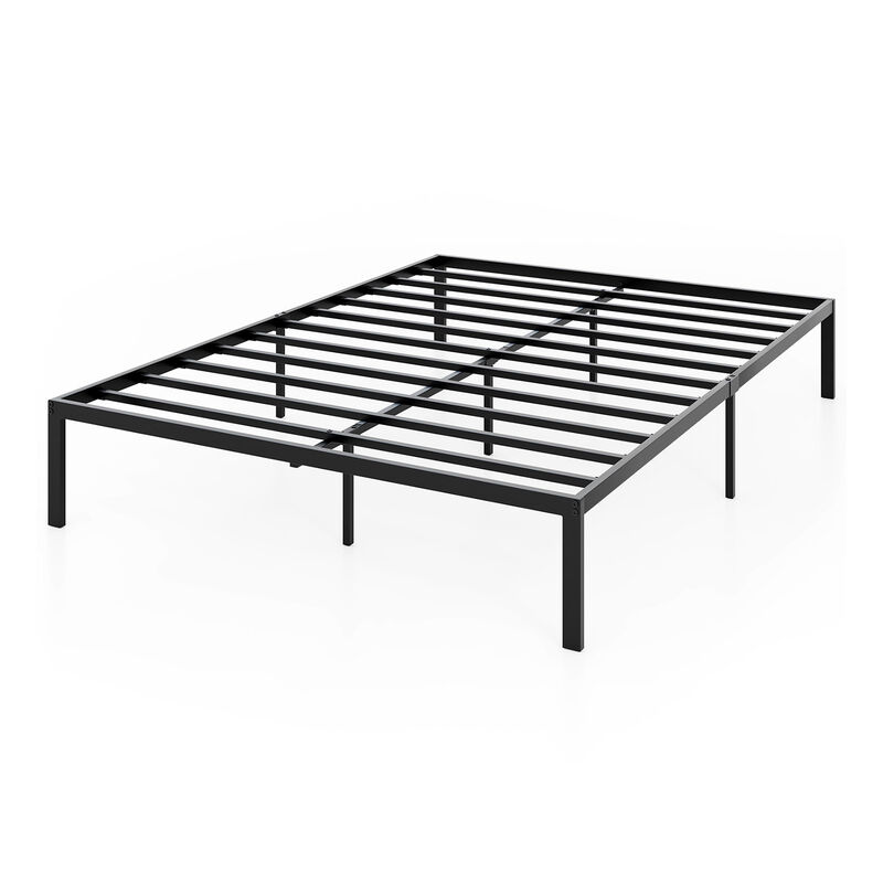 Metal Platform Bed Frame with Reinforced Slats and Mattress Support-Black image number 0