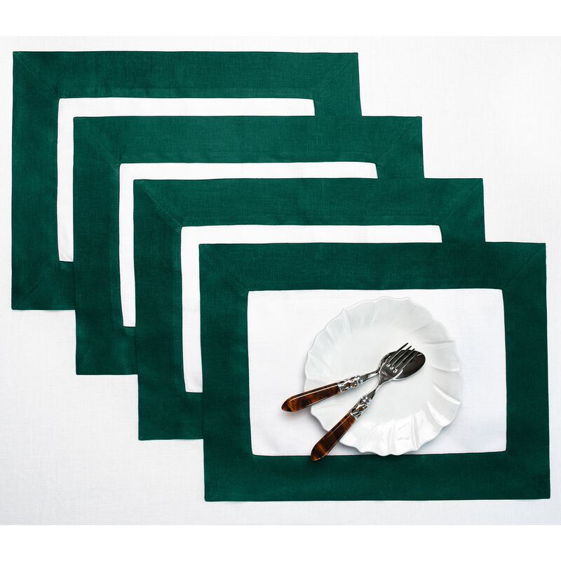 Solino Home Contempo 100% Linen Placemats &ndash; Set of 4, 14 x 19 in, Machine Washable, Holiday and Everyday Dining
