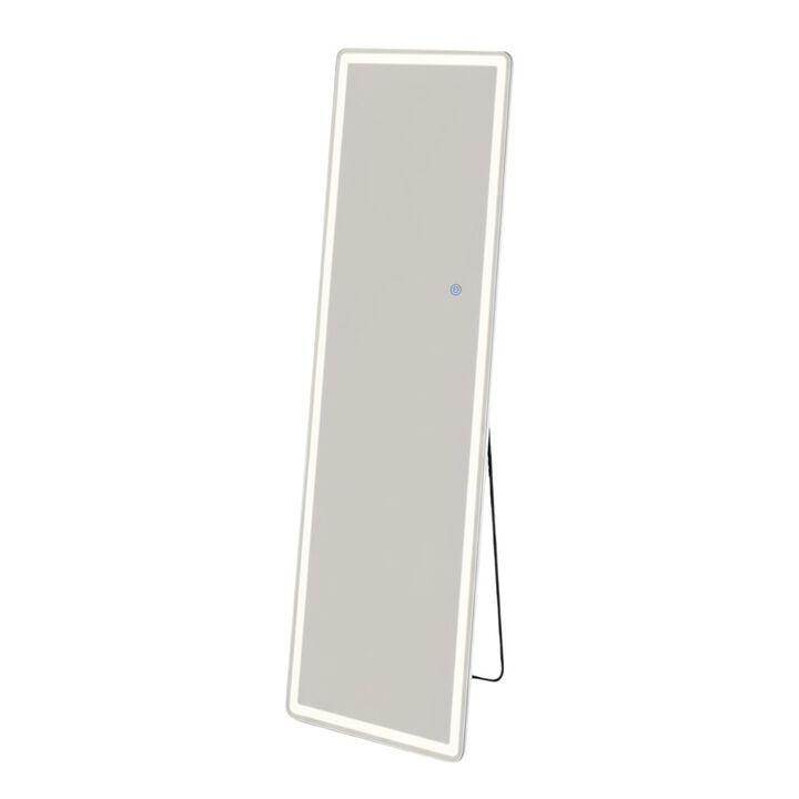 HomeRoots 64" Clear Lighted Freestanding and Wall Mount Frameless Full Length Mirror