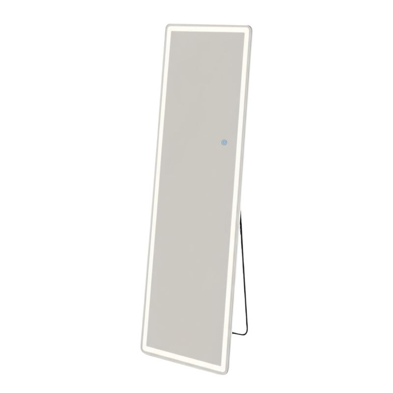 HomeRoots 64" Clear Lighted Freestanding and Wall Mount Frameless Full Length Mirror image number 0