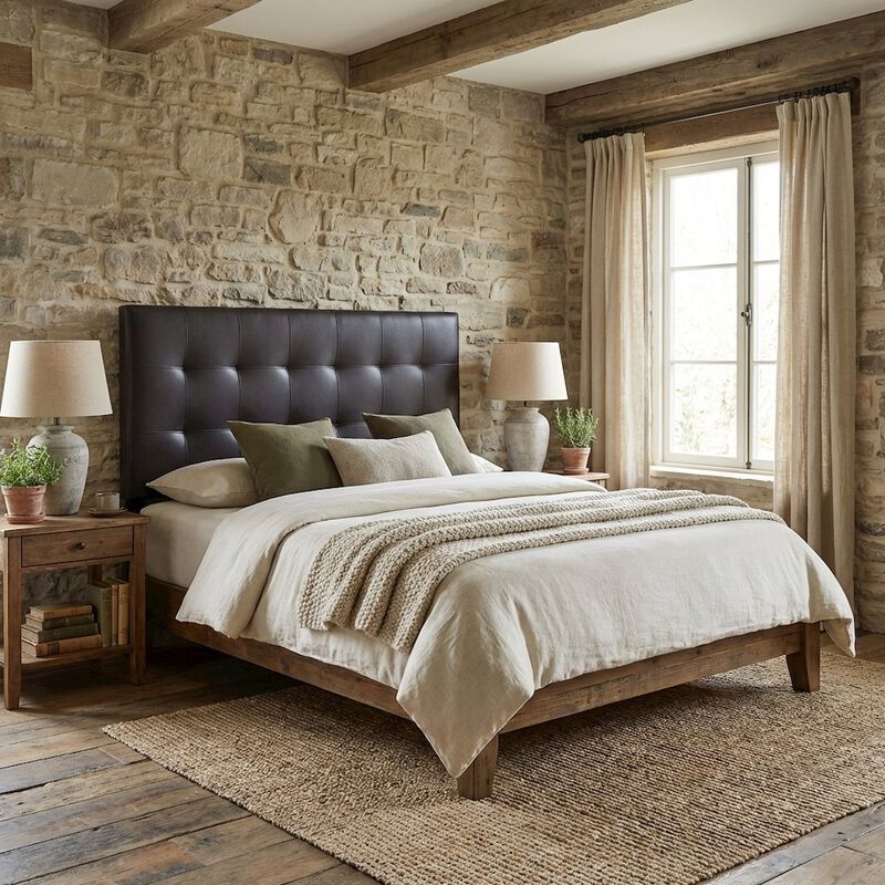 Upholstered Vinyl King Headboard with Elegant Padded Design and Durable Finish image number 2