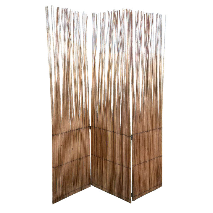 Wood and Metal Folding 3-Panel Screen Room Divider for Stylish Privacy and Space Division
