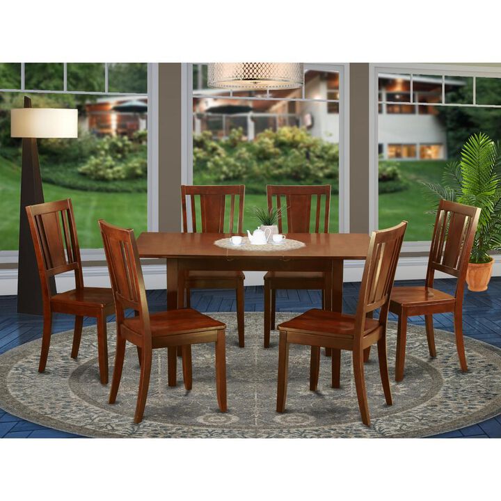 7 Pc Kitchen Dining Tables set - Table with Leaf and 6 Dining Chairs