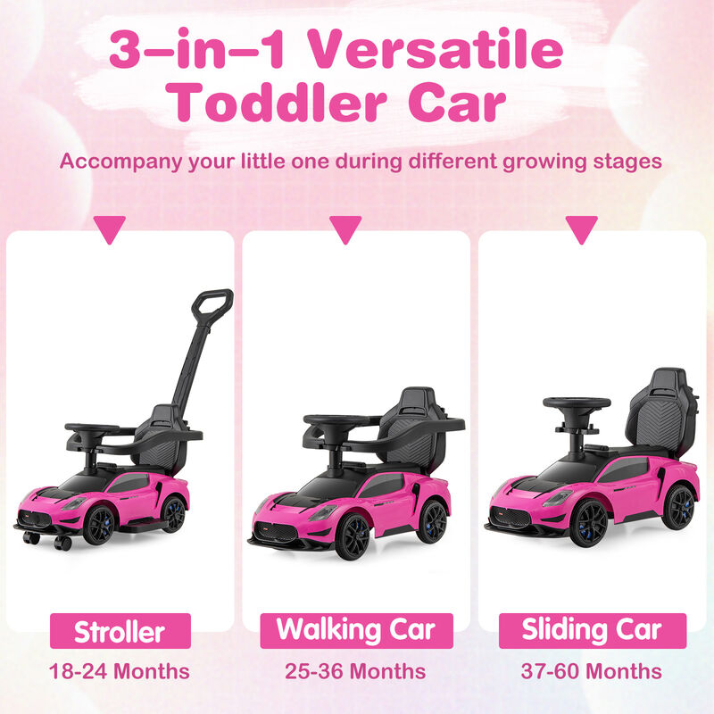 Kids 3 in 1 Ride On Push Car with Music and Sliding Function image number 6