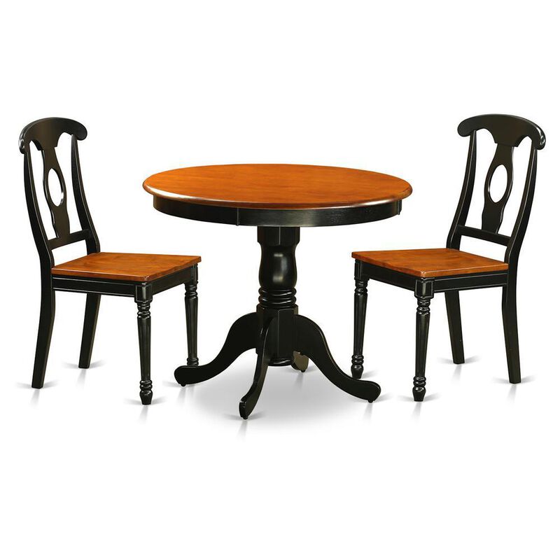Black 3 Pc Dining room setwith 2 Wood Chairs