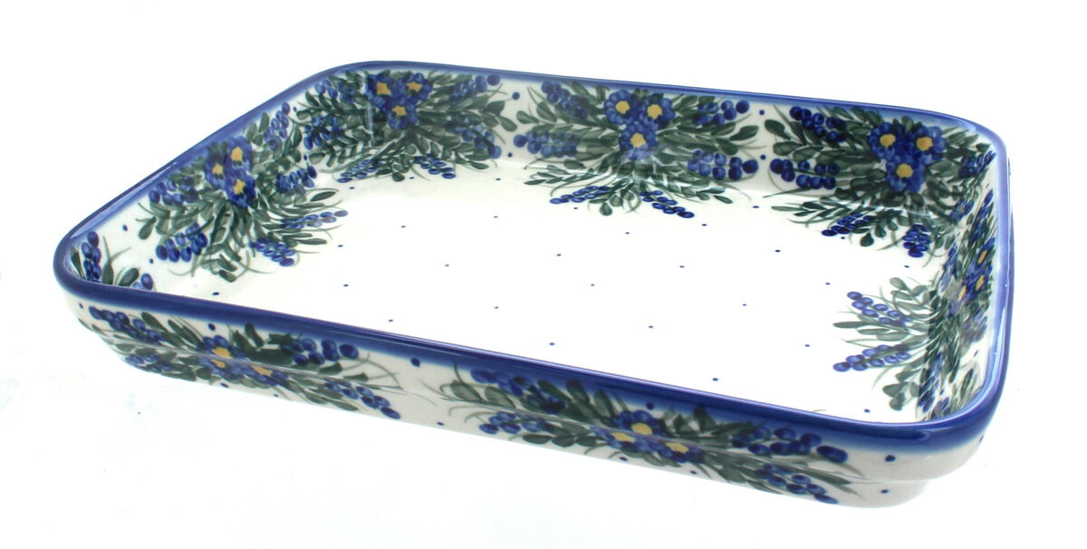 Blue Rose Polish Pottery Primrose Large Rectangular Baker
