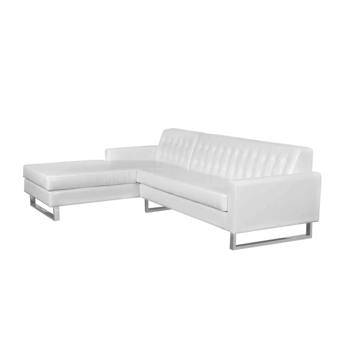 Pangea Home Sloan Left Arm Facing Faux Leather White