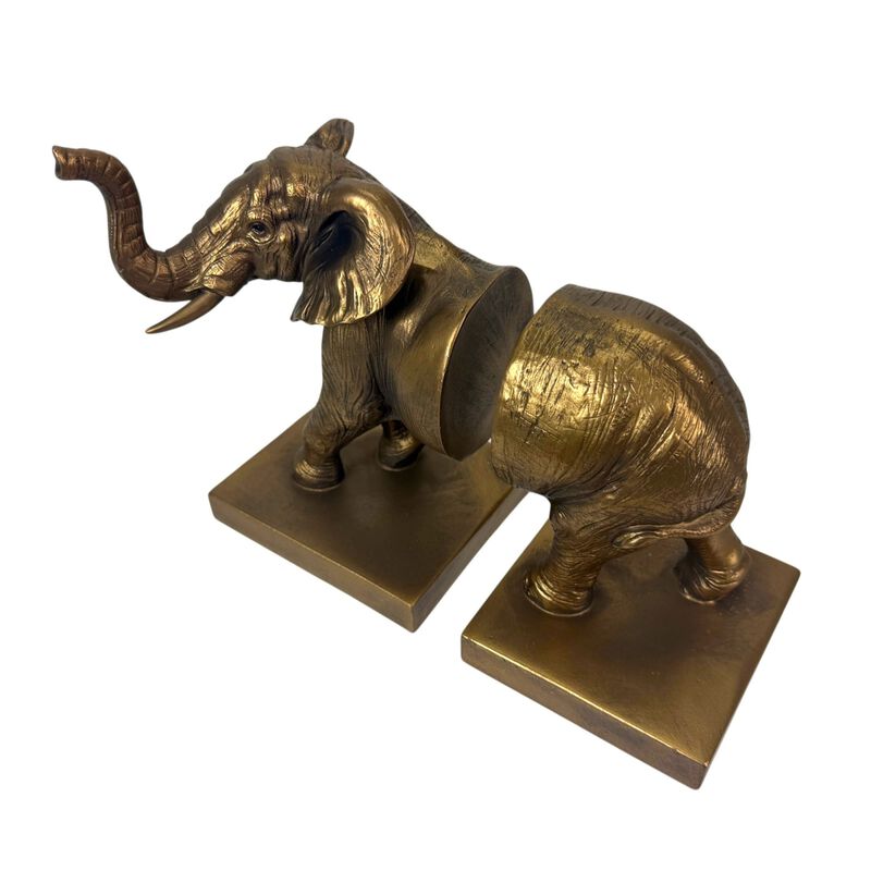 Elephant Bookends Set Of 2 Antique Copper Resin Decorative Book Holders image number 4