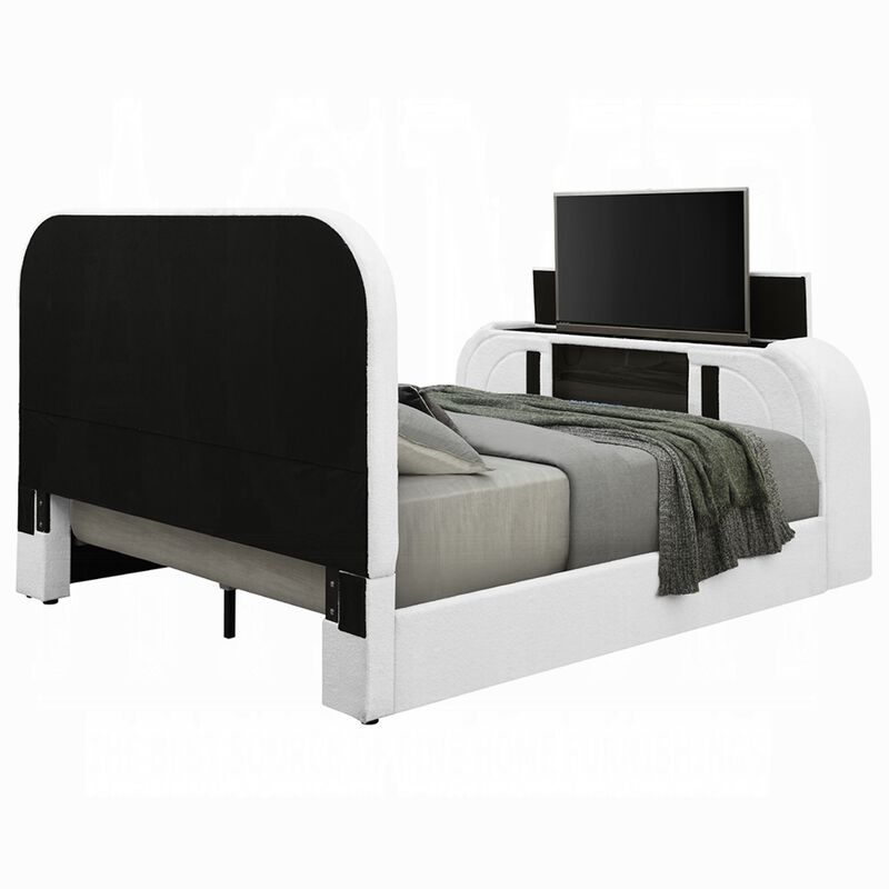 Queen Size Bedroom Set, White Finish, 3-Piece Set with Bed and Two Nightstands image number 4