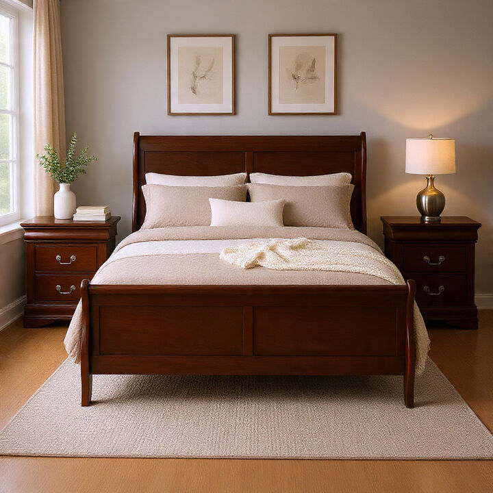 Bedroom Set, Wood, 3 Piece Set with 2 Nightstands