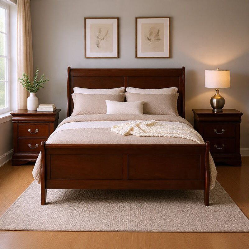Bedroom Set, Wood, 3 Piece Set with 2 Nightstands image number 1