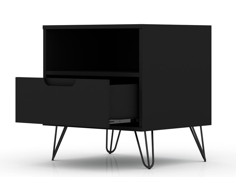 Rockefeller Black 1-Drawer Nightstand
