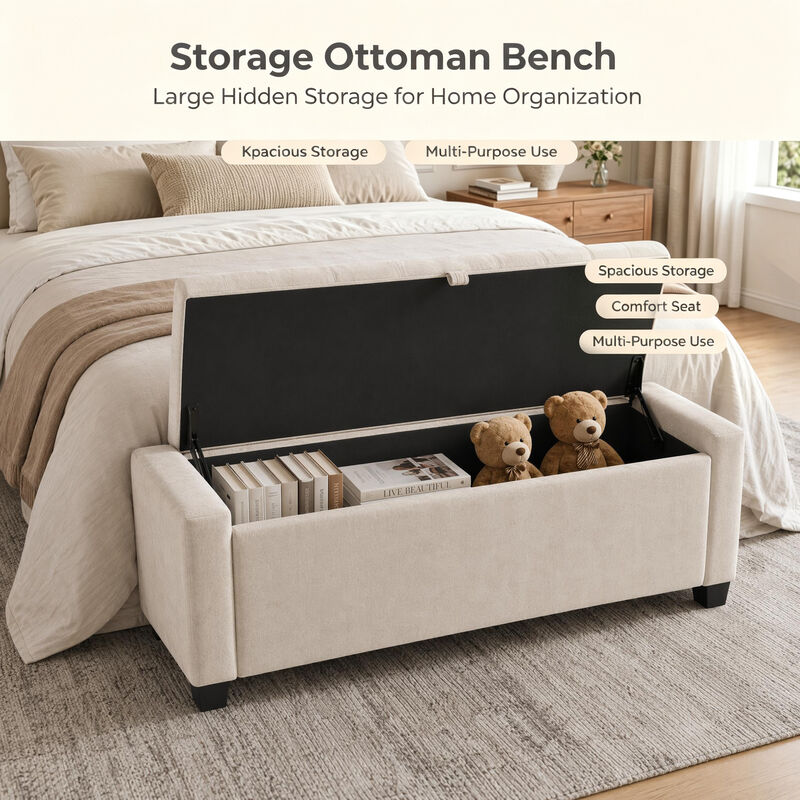 Ketcon Tufted Upholstered Storage Ottoman Bench image number 3