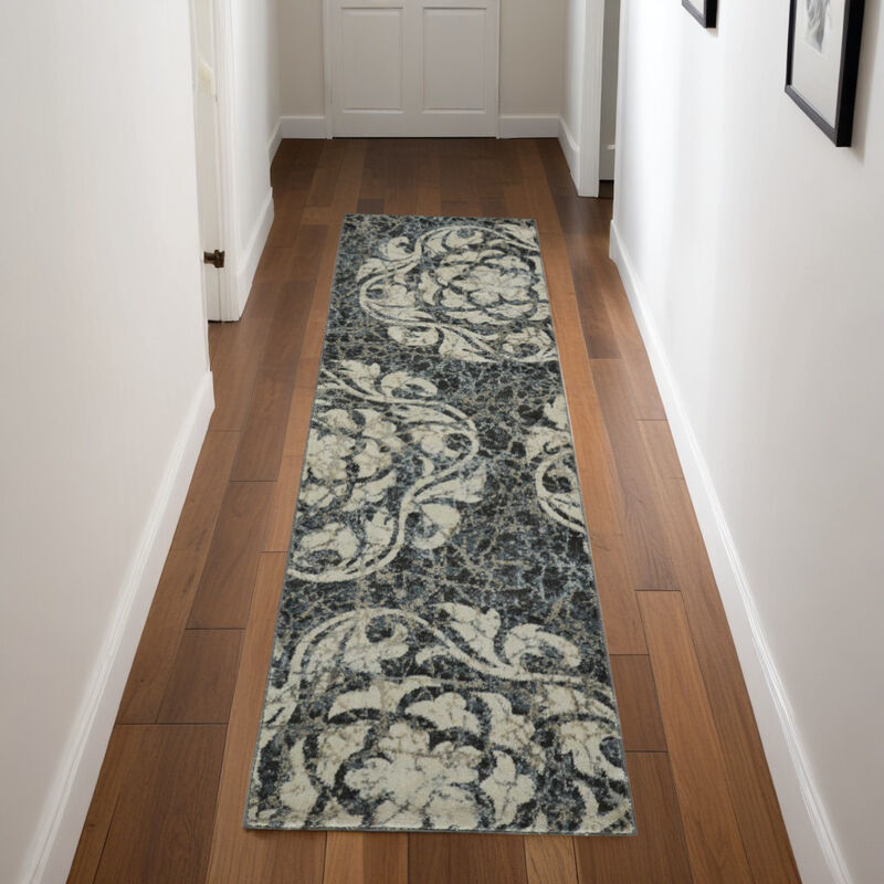 HomeRoots Floral Distressed Non Skid Runner Rug image number 1