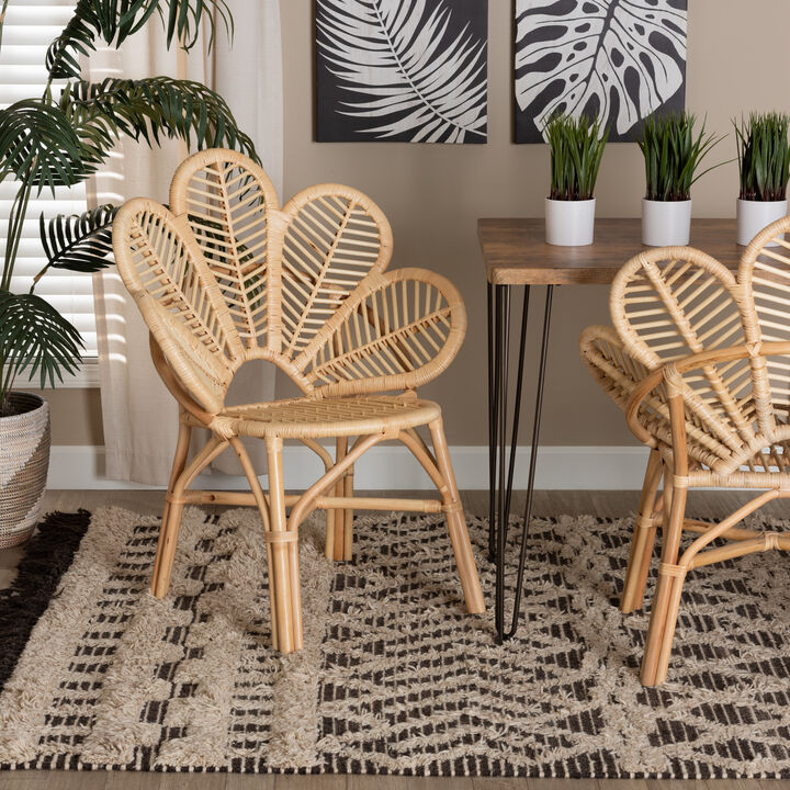 Bali & Pari Bianca Modern Bohemian Natural Brown Rattan Flower Chair