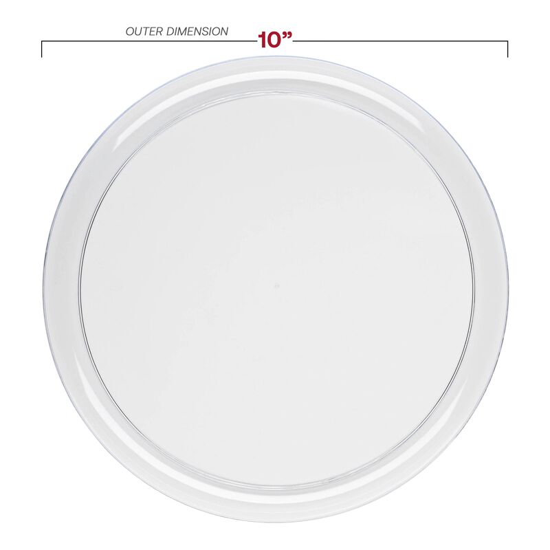 10" Clear Flat Round Plastic Dinner Plates (120 Plates) image number 2