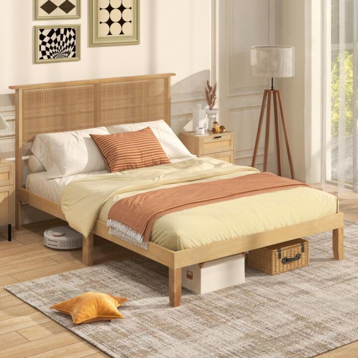 Hivvago Bed Frame with Rattan Headboard
